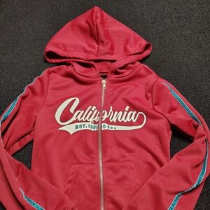 Shein Women's Junior Full Zip Maroon Green California Hoodie Size Small